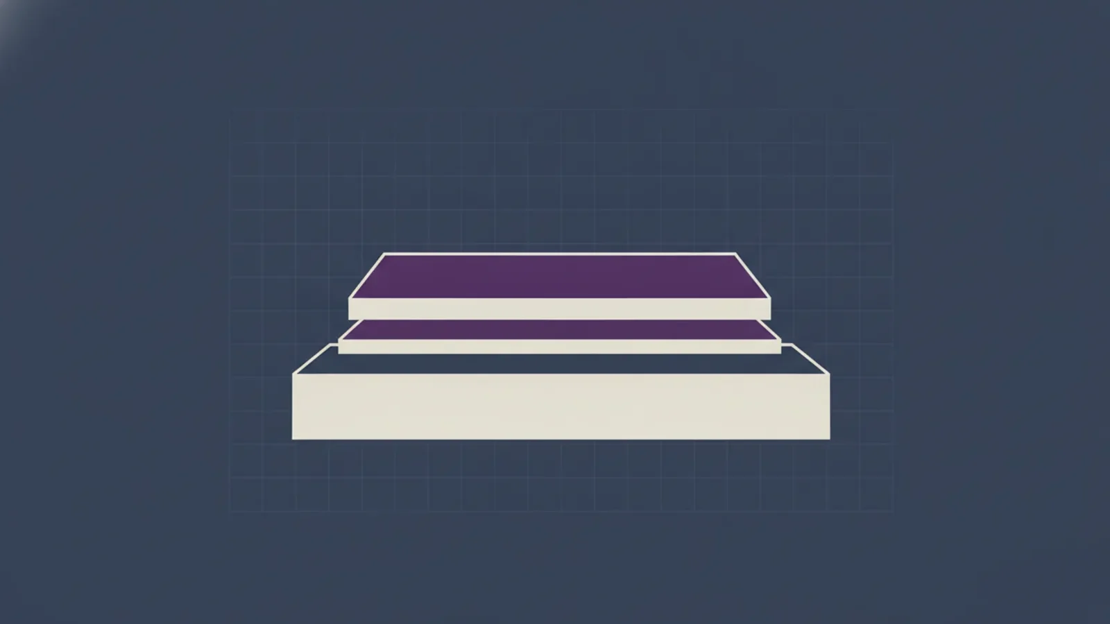 Editorial illustration: three stacked slabs of very different thickness, the topmost far larger than the rest.